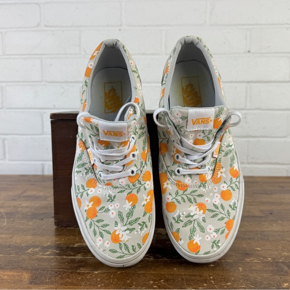Vans White and Orange Floral Sneakers Women’s 9.5 - Picture 5 of 12